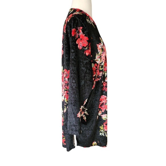 Slinky Brand Whimsigoth Floral Velvet Burnout Kimono Womens Plus Size 1X Black - Picture 4 of 9